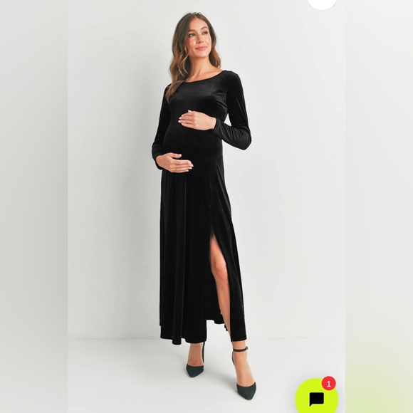 Long Velvet Dress W/ Side Split - Picture 2 of 5